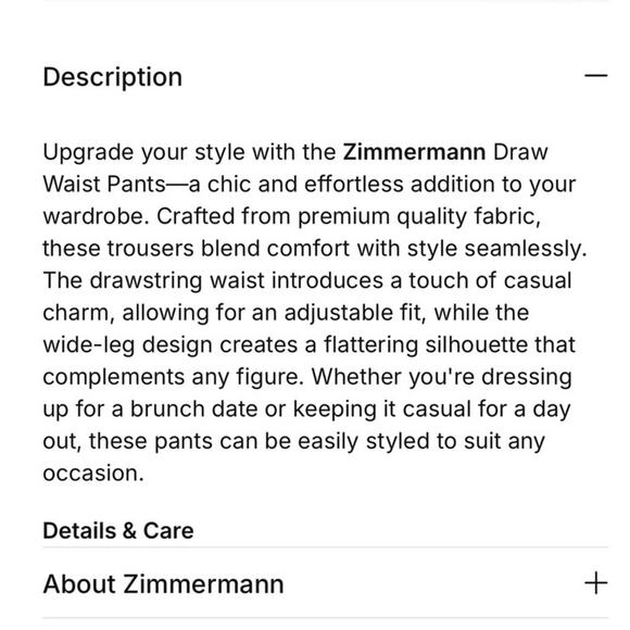 New Zimmermann Cream Black Draw Waist Silk Wide Leg Pants Trousers Size Small 1 - Picture 11 of 15